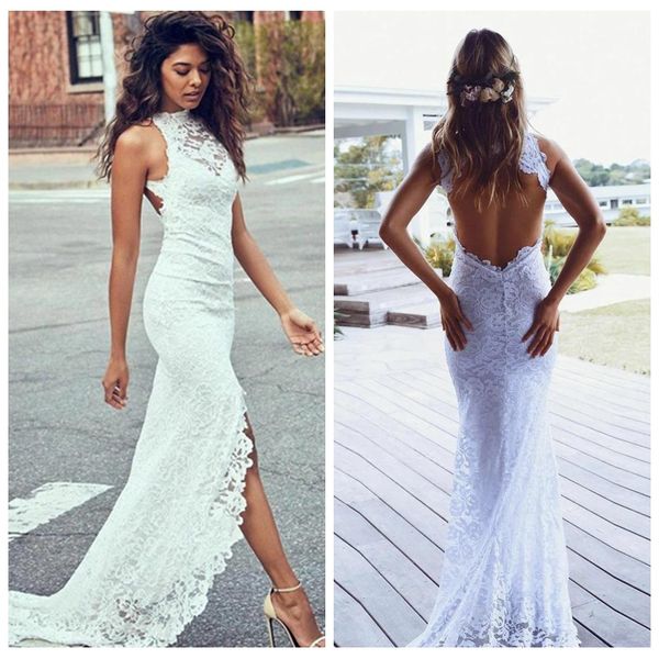 sexy high neck белый простые кружева свадебное платье аппликации боковые сплит оболочка свадебные платья с скользящим шлейфом свадебные плат, White
sexy high neck белый простые кружева свадебное платье аппликации боковые сплит оболочка свадебные платья с скользящим шлейфом свадебные плат, White