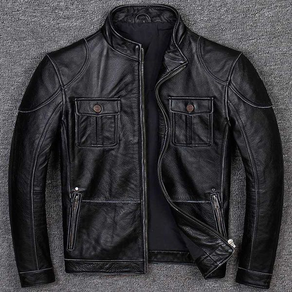 new stand 2020 collar edging craft motorcycle jacket men cow slim fit vintage genuine leather coat, Black
new stand 2020 collar edging craft motorcycle jacket men cow slim fit vintage genuine leather coat, Black