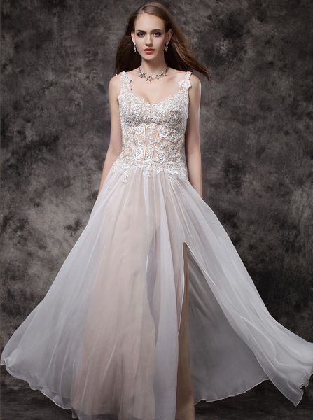 white beach dress shoulder v-neck lace drill wedding dresses long-style female dinner chiffon dew back lace applique side split skirt
white beach dress shoulder v-neck lace drill wedding dresses long-style female dinner chiffon dew back lace applique side split skirt