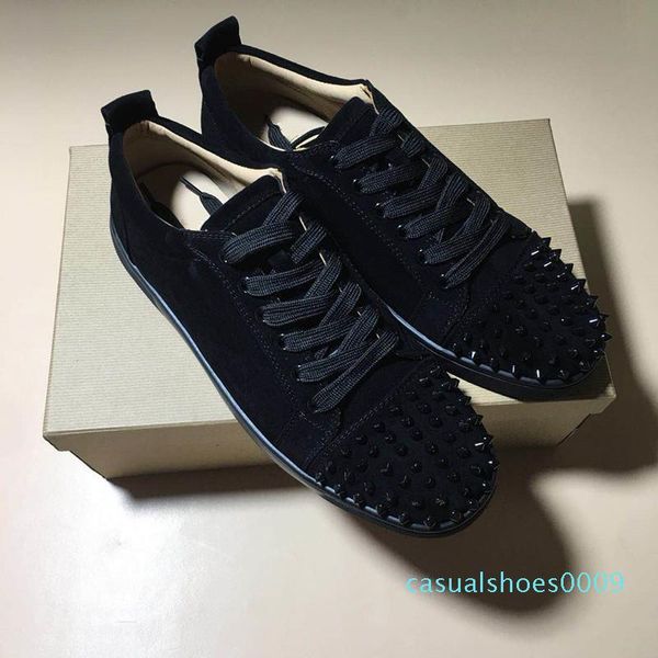 new fashion designer sneakers low cut spikes flats shoes red bottom causual shoes for men and women with box c09, Black
new fashion designer sneakers low cut spikes flats shoes red bottom causual shoes for men and women with box c09, Black