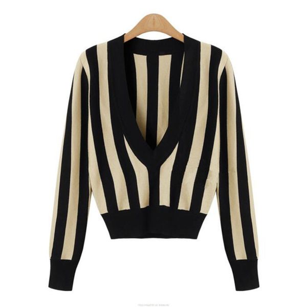 womens designer sweater temperament deep v-neck long sleeve sweater women, White;black
womens designer sweater temperament deep v-neck long sleeve sweater women, White;black