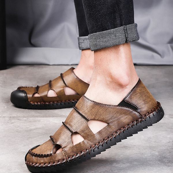 sandals men leather new summer split fashion vintage flat solid beach shoes for men breathable shoe non-slip, Black
sandals men leather new summer split fashion vintage flat solid beach shoes for men breathable shoe non-slip, Black