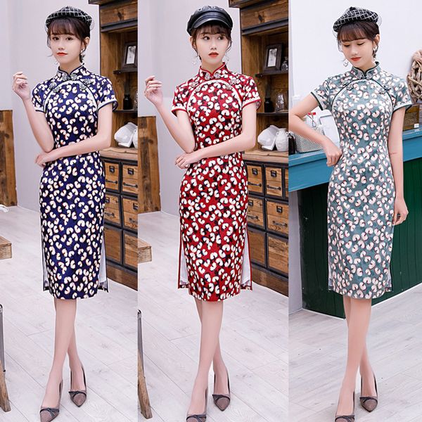 printed women short slim cheongsam high split chinese traditional dress plus size rayon qipao vestidos, Red
printed women short slim cheongsam high split chinese traditional dress plus size rayon qipao vestidos, Red