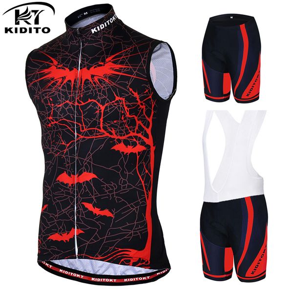 kiditokt pro 100% polyester sleeveless cycling jersey sets summer mountain bike clothing racing bicycle cycling wear for man, Black;red
kiditokt pro 100% polyester sleeveless cycling jersey sets summer mountain bike clothing racing bicycle cycling wear for man, Black;red