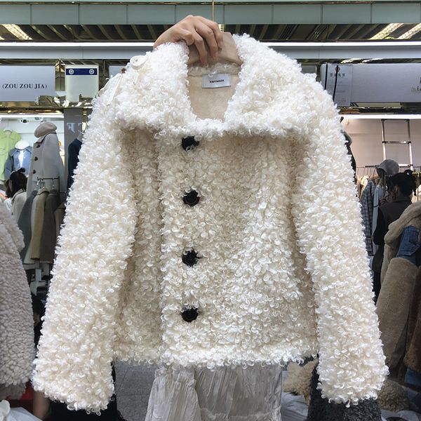 women's fur & faux sheep coat female short lamb one side wearing granule shearing jacket women winter overcoat fashion, Black
women's fur & faux sheep coat female short lamb one side wearing granule shearing jacket women winter overcoat fashion, Black