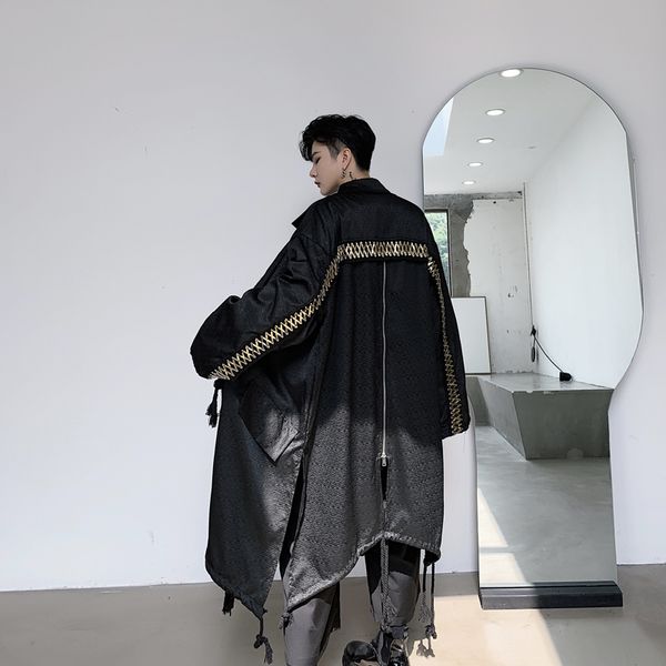 men gold ribbon loose casual long trench jacket male streetwear hip hop punk gothic windbreaker coat overcoat outerwear, Tan;black
men gold ribbon loose casual long trench jacket male streetwear hip hop punk gothic windbreaker coat overcoat outerwear, Tan;black