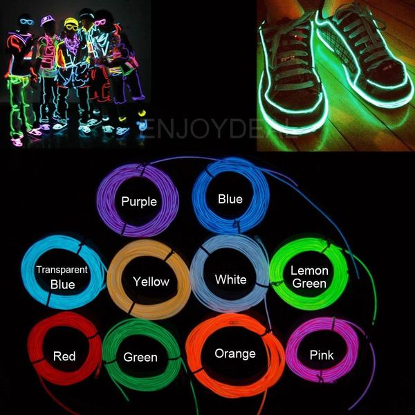 10 colors 1m 3v flexible neon light glow el wire rope tape cable strip led neon lights shoes clothing car decorative ribbon lamp
10 colors 1m 3v flexible neon light glow el wire rope tape cable strip led neon lights shoes clothing car decorative ribbon lamp