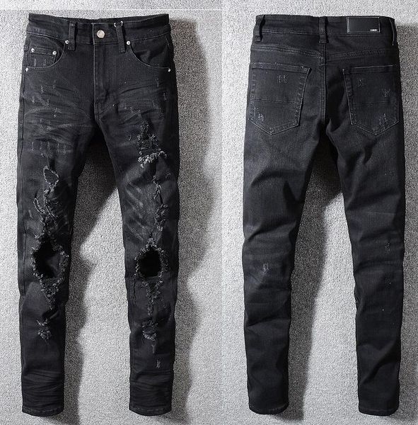 european standing men's jeans, men's jeans, a pair of skinny jeans and black embroidered skulls#0161, Blue
european standing men's jeans, men's jeans, a pair of skinny jeans and black embroidered skulls#0161, Blue