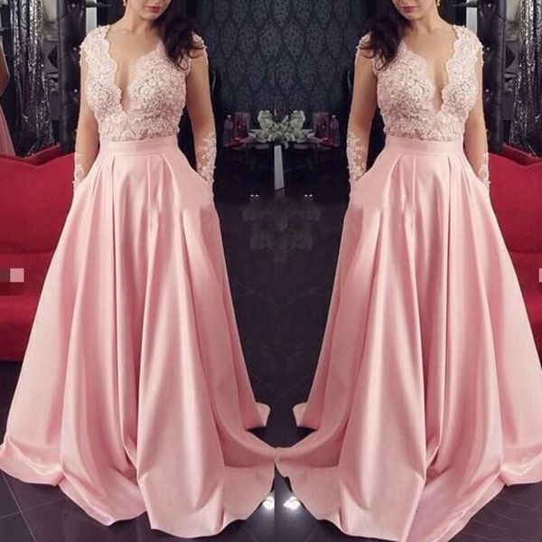 see-through long sleeves prom dress 2019 a-line pink evening dress with lace appliques vestidos de fiesta party gowns, Black
see-through long sleeves prom dress 2019 a-line pink evening dress with lace appliques vestidos de fiesta party gowns, Black