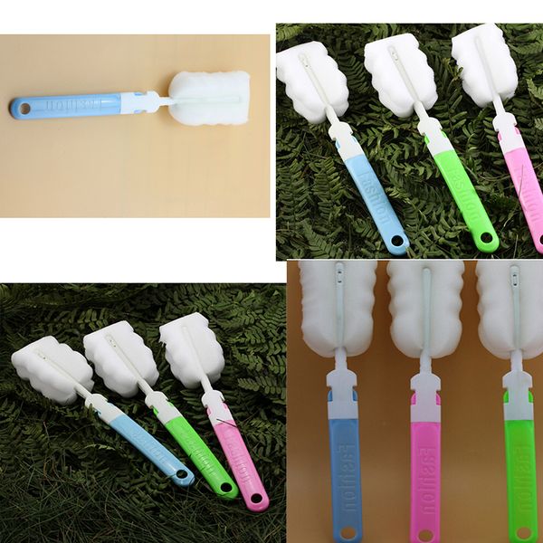1pcs feeding baby bottle sponge head baby neborn green, pink blue feeding bottle brush bottle brush