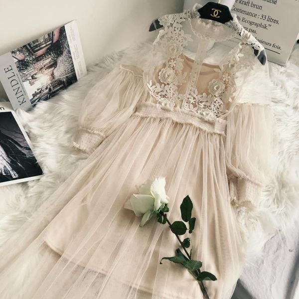new arrivals women lace flower dress long gauze lantern sleeve voile long dress female retro hook princess dress 2 piece set, Black;gray
new arrivals women lace flower dress long gauze lantern sleeve voile long dress female retro hook princess dress 2 piece set, Black;gray