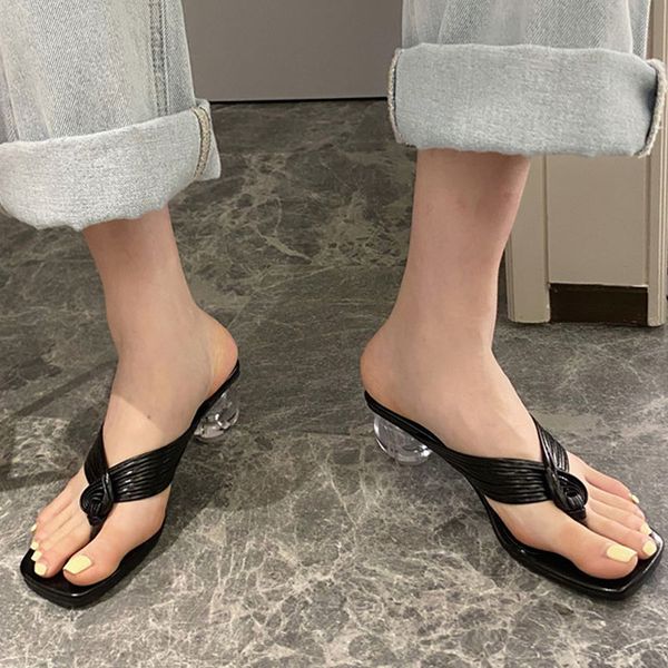 new women summer slippers narrow band flip flops crystal round ball high heel women beach slippers elegant slides, Black
new women summer slippers narrow band flip flops crystal round ball high heel women beach slippers elegant slides, Black