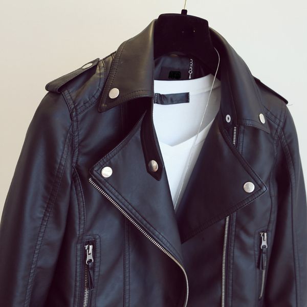 e-baihui leather jacket 2019 women's new year design pu leather jacket soft leather coat slim lapel motorcycle jacket black l663
e-baihui leather jacket 2019 women's new year design pu leather jacket soft leather coat slim lapel motorcycle jacket black l663