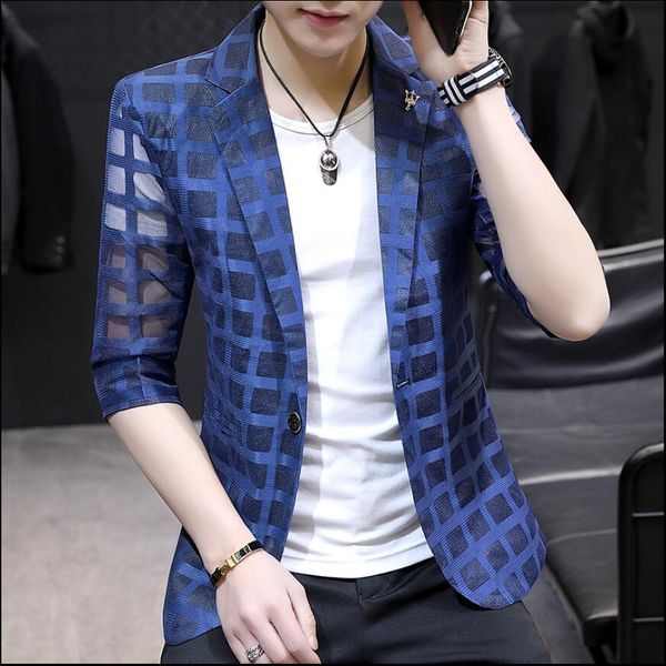 2019 summer thin section small suit men slim handsome seven-point sleeves hollow blazers jacket tide sun protection clothing, White;black
2019 summer thin section small suit men slim handsome seven-point sleeves hollow blazers jacket tide sun protection clothing, White;black