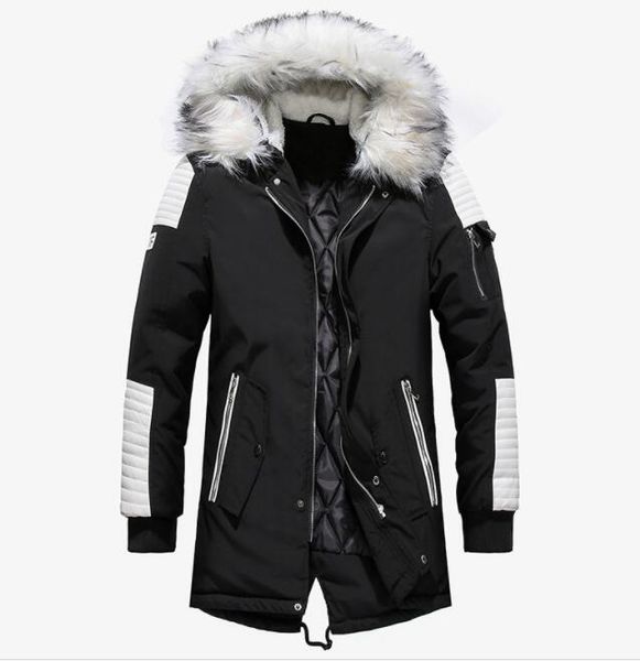mens hooded long coats parkas winter thick fur hat down coats warm contrast color coats zipper design hommes outerwear m-3xl, Black
mens hooded long coats parkas winter thick fur hat down coats warm contrast color coats zipper design hommes outerwear m-3xl, Black