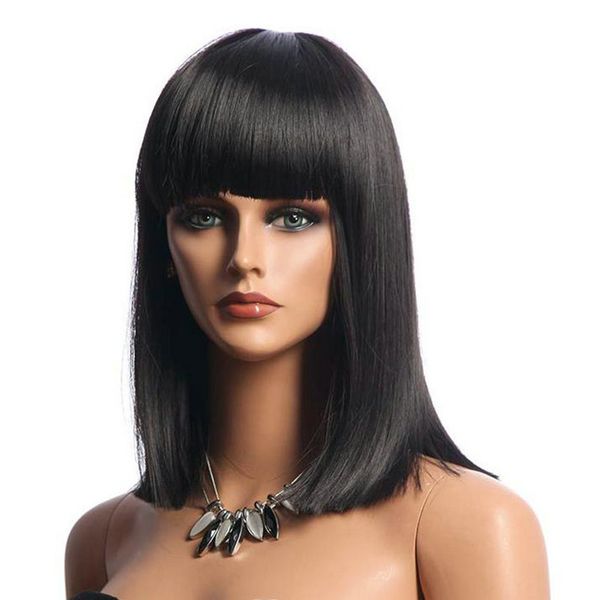 gres women synthetic hair wig with bangs black color wigs for afro high temperature fiber medium length femme hairpieces
gres women synthetic hair wig with bangs black color wigs for afro high temperature fiber medium length femme hairpieces