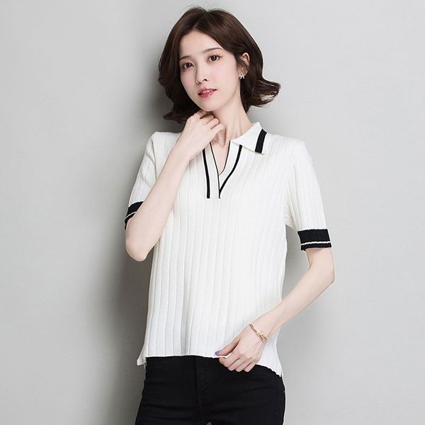 2020 ice silk doll t- short-sleeved t-shirt women's summer clothes loose doll collar thin knitted shirt fashion, White
2020 ice silk doll t- short-sleeved t-shirt women's summer clothes loose doll collar thin knitted shirt fashion, White