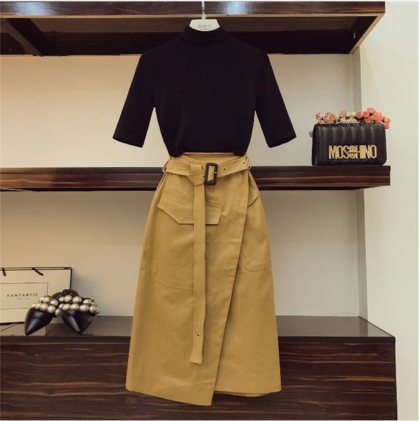 2019 new spring autumn women's high-collar knitting sweater + high waist irregular skirt two piece female casual long skirt set, White
2019 new spring autumn women's high-collar knitting sweater + high waist irregular skirt two piece female casual long skirt set, White