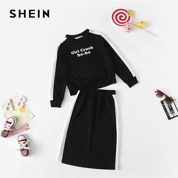 shein girls black letter print повседневный топ и юбка из двух частей детская одежда 2019 весна с длинным рукавом детская одежда набор, White
shein girls black letter print повседневный топ и юбка из двух частей детская одежда 2019 весна с длинным рукавом детская одежда набор, White