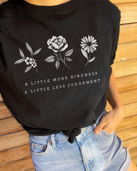 a little more kindness a little less judgement t-shirt stylish summer short sleeve flower save tha plant quote girl, White
a little more kindness a little less judgement t-shirt stylish summer short sleeve flower save tha plant quote girl, White