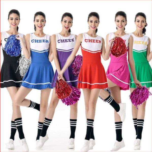 new 6-color high school girl cheerleader costume sleeveless cheer uniform cheerleading fancy dress aerobics dance costume sportwear, Black
new 6-color high school girl cheerleader costume sleeveless cheer uniform cheerleading fancy dress aerobics dance costume sportwear, Black