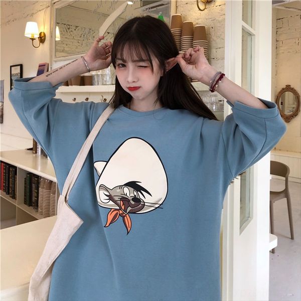 2020 fashion loose cartoon student t-shirt girlfriends midi half sleeve round collar t-shirt female, White
2020 fashion loose cartoon student t-shirt girlfriends midi half sleeve round collar t-shirt female, White