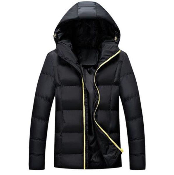 плюс размер мужская верхняя одежда с капюшоном конструктора сплошного цвета mens вниз моды теплый вниз куртки с застежкой-молнией, Black 
плюс размер мужская верхняя одежда с капюшоном конструктора сплошного цвета mens вниз моды теплый вниз куртки с застежкой-молнией, Black