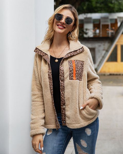 cross-border autumn and winter in europe and america leopard zipper button long-sleeved blouses plush coat, Black;brown
cross-border autumn and winter in europe and america leopard zipper button long-sleeved blouses plush coat, Black;brown