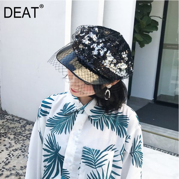 

deat] women fishermen hat new round dome mesh sequin pu leather temperament fashion tide all-match spring autumn 2019 13d065, Blue;gray