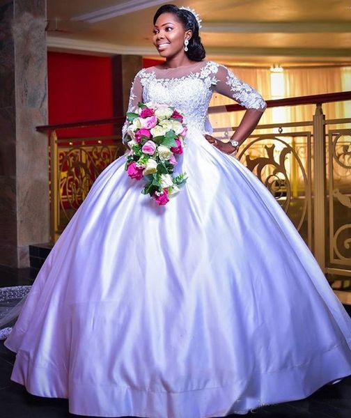 Half Sleeves Ball Gown Wedding Dresses 2019 Elegant African Women Long Satin Wedding Dresses With Appliques robe de mariee
Half Sleeves Ball Gown Wedding Dresses 2019 Elegant African Women Long Satin Wedding Dresses With Appliques robe de mariee