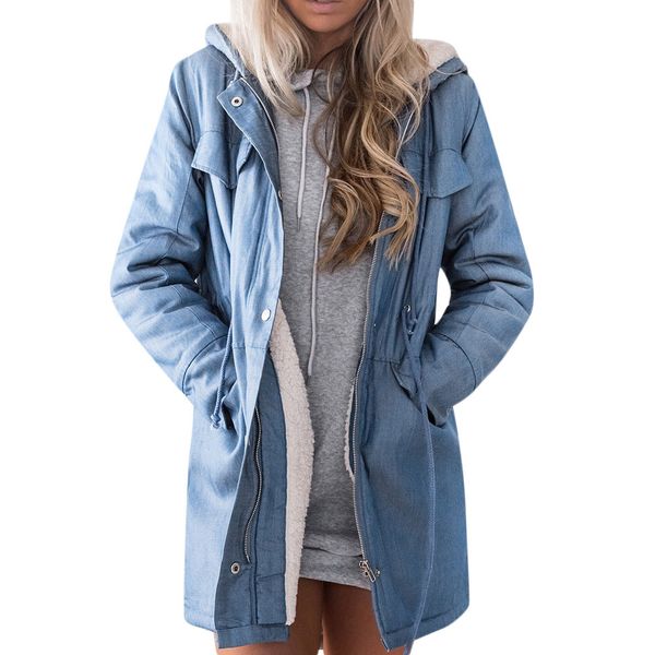 chamsgend women's hooded jackets female plush coat casual long sleeve denim long jean outwear overcoat feminine coat 1104, Black
chamsgend women's hooded jackets female plush coat casual long sleeve denim long jean outwear overcoat feminine coat 1104, Black