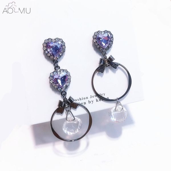 aomu s925 sterling silver love heart purple crystal big circle asymmetry long tassel rhinestone drop earrings for women girl
aomu s925 sterling silver love heart purple crystal big circle asymmetry long tassel rhinestone drop earrings for women girl