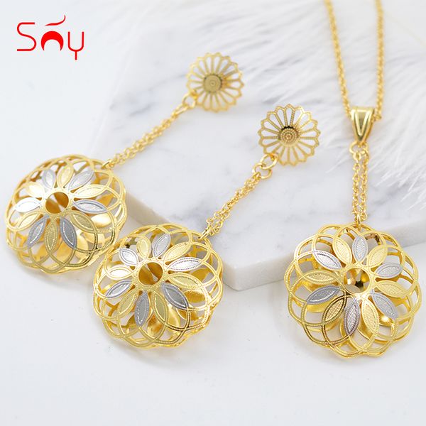 sunny jewelry fashion jewelry 2019 long earrings pendant sets for women big round flower hollow out for party wedding, Silver
sunny jewelry fashion jewelry 2019 long earrings pendant sets for women big round flower hollow out for party wedding, Silver
