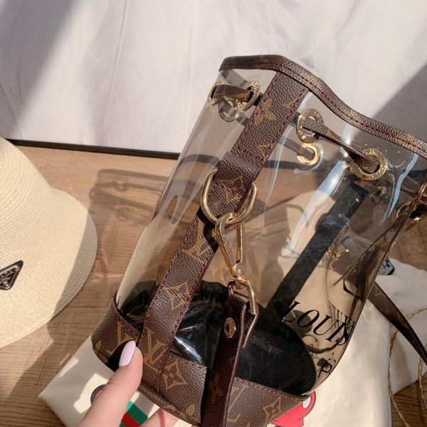 2020 summer new fashion pail bag transparent printed ladies shoulder bag simple multi-function