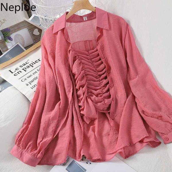 women's blouses & shirts neploe korean causal blouse sets turn down collar long sleeve suncreen cardigan + pleated sling vest women sui, White
women's blouses & shirts neploe korean causal blouse sets turn down collar long sleeve suncreen cardigan + pleated sling vest women sui, White