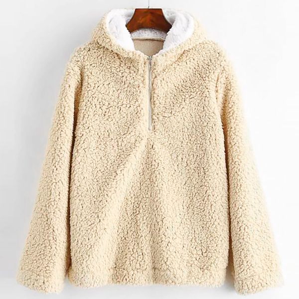 womens fluffy hoodie sweatshirt autumn winter warm pure color plush thicker zipped hooded casual blouse pullovers moletom, Black
womens fluffy hoodie sweatshirt autumn winter warm pure color plush thicker zipped hooded casual blouse pullovers moletom, Black