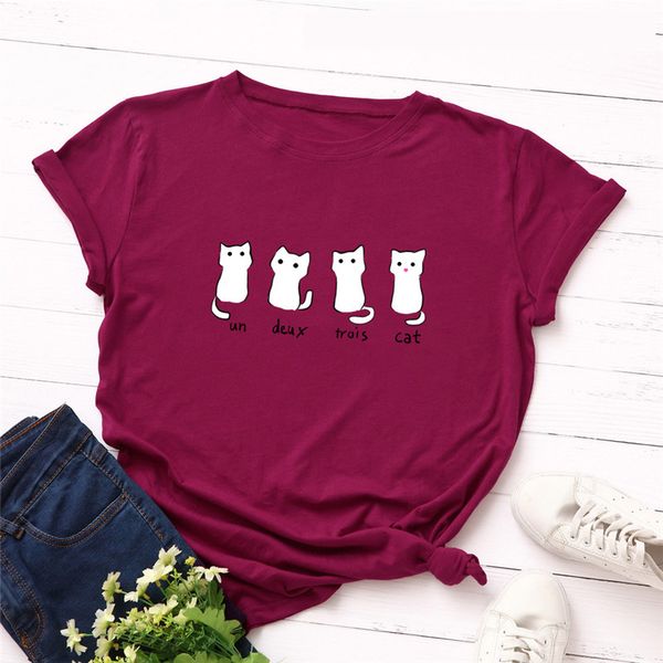women's t-shirt plus size s-5xl lovely four cat letter print t shirt women 100% cotton o neck short sleeve summer pink shirts, White
women's t-shirt plus size s-5xl lovely four cat letter print t shirt women 100% cotton o neck short sleeve summer pink shirts, White