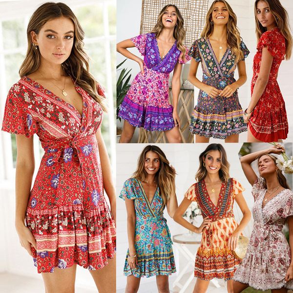 2019 boho summer dress women vintage floral print bohemian dress mini beach dresses plus size v neck casual vestidos female, Black;gray
2019 boho summer dress women vintage floral print bohemian dress mini beach dresses plus size v neck casual vestidos female, Black;gray