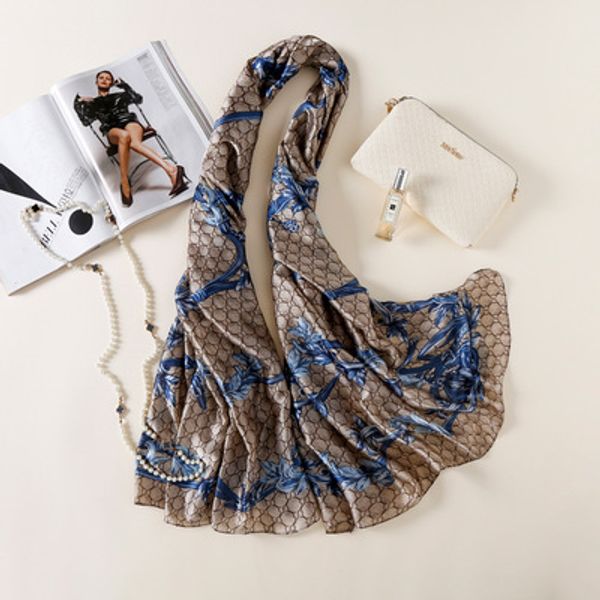 designer silk scarves new plant printing silk scarf female elegant ladies silk scarf air conditioning room shawl seaside beach towel, Blue;gray
designer silk scarves new plant printing silk scarf female elegant ladies silk scarf air conditioning room shawl seaside beach towel, Blue;gray