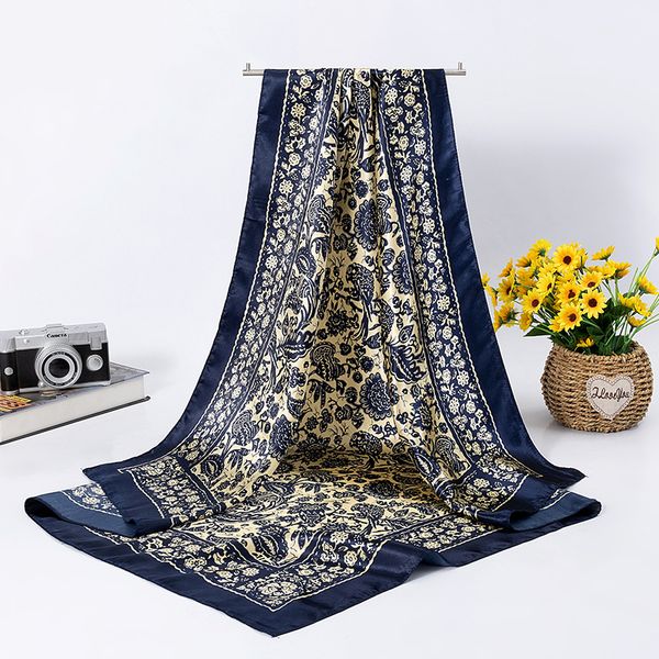 national style new design satin silk hair scarf for women satin square scarves neck head scarf, Blue;gray
national style new design satin silk hair scarf for women satin square scarves neck head scarf, Blue;gray