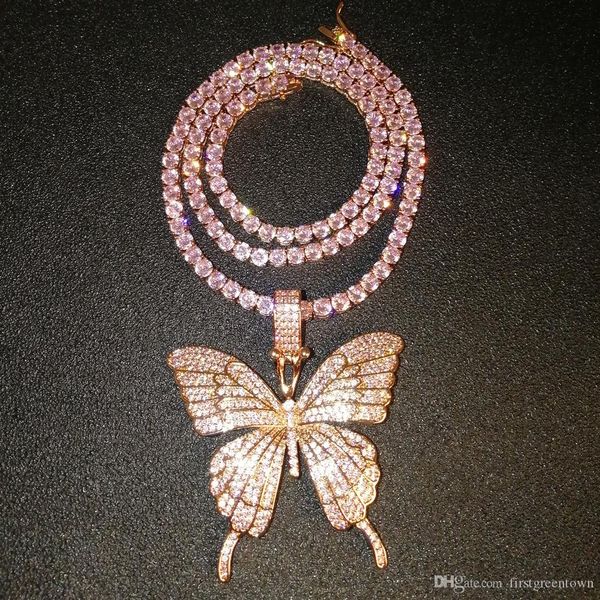 fine jewelry rose gold micro pave pink cz cubic zircon diamond cuban link chain tennis butterfly necklace hip hop jewelry, Silver
fine jewelry rose gold micro pave pink cz cubic zircon diamond cuban link chain tennis butterfly necklace hip hop jewelry, Silver