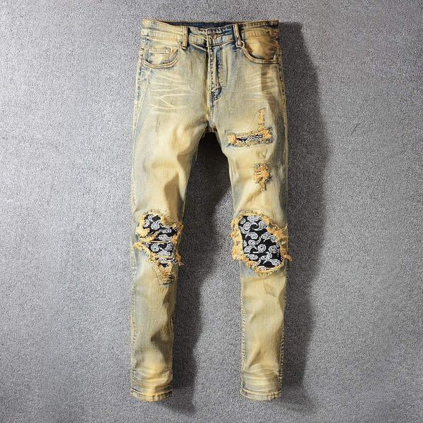 new mens designer jeans hip hop distressed zipper jeans mens designer biker pants ripped denim pants size 28-40, Blue
new mens designer jeans hip hop distressed zipper jeans mens designer biker pants ripped denim pants size 28-40, Blue