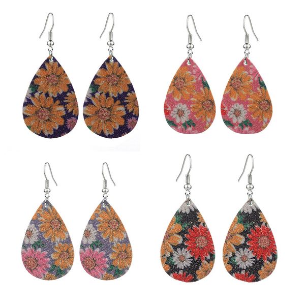 new glitter matte sequins sunflower teardrop pu leather earrings for women personalized jewelry statement dangle earrings wholesale, Silver
new glitter matte sequins sunflower teardrop pu leather earrings for women personalized jewelry statement dangle earrings wholesale, Silver