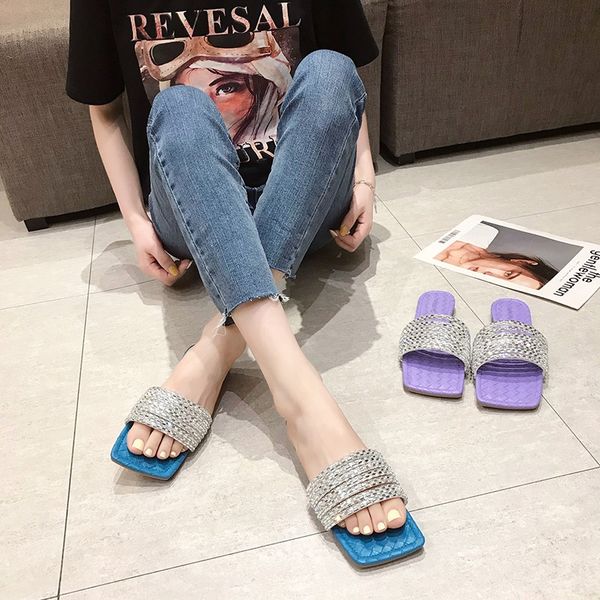 shiny rhinestones flat slippers women square toe slides summer flat heel slides outdoor vacation narrow band slippers women 2020, Black
shiny rhinestones flat slippers women square toe slides summer flat heel slides outdoor vacation narrow band slippers women 2020, Black