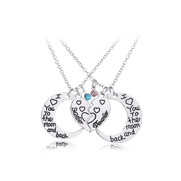 i love you to the moon mom daughter crystal broken heart necklace&pendants jewelry for family gifts, Silver
i love you to the moon mom daughter crystal broken heart necklace&pendants jewelry for family gifts, Silver