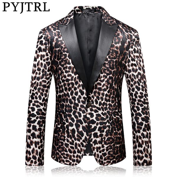 pyjtrl men fashion leopard print blazer quality spring autumn prom blazers singers clothing, White;black
pyjtrl men fashion leopard print blazer quality spring autumn prom blazers singers clothing, White;black