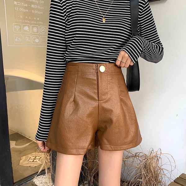 retro pu leather shorts women casual korean high waist width-leg shorts plus size female fashion loose autumn winter, White;black
retro pu leather shorts women casual korean high waist width-leg shorts plus size female fashion loose autumn winter, White;black