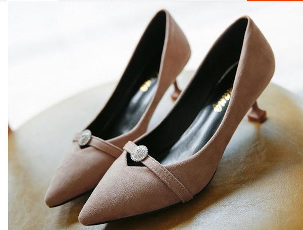 2018 suede women's shoes in spring and autumn with new style high-heeled fine heel pointed end@12, Black
2018 suede women's shoes in spring and autumn with new style high-heeled fine heel pointed end@12, Black