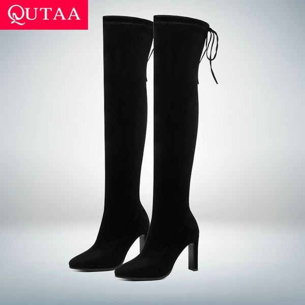 qutaa 2020 fashion square высокий каблук над коленом сапоги зима женская обувь узелок платформа stretch длинные женщина сапоги размер 34-43, Black
qutaa 2020 fashion square высокий каблук над коленом сапоги зима женская обувь узелок платформа stretch длинные женщина сапоги размер 34-43, Black