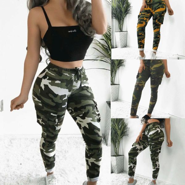 women camo cargo trousers casual pant army camouflage print pants, Black;white
women camo cargo trousers casual pant army camouflage print pants, Black;white